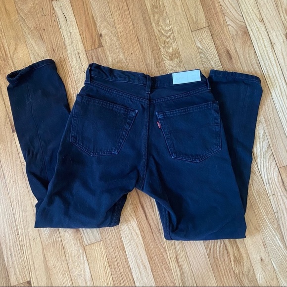 Re/Done Black High Waist Ankle Crop Distressed Jeans - Picture 5 of 10